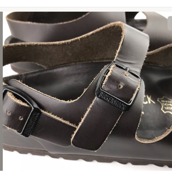 BIRKENSTOCK Brown Milano Sandals Leather Footbed - Picture 5 of 8
